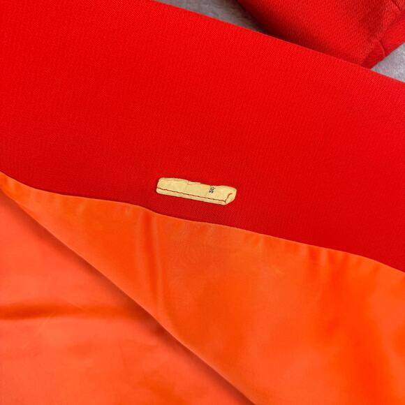 VTG L.C. Mae California Red Wool Coat Fur Trim Collar Hem Mid-Century Long XS - Picture 5 of 13